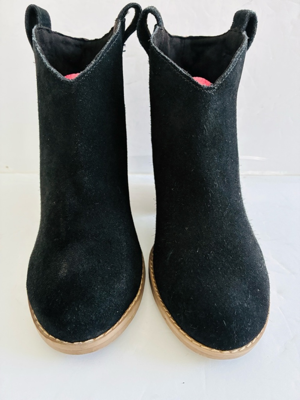 TOMS Constance Pull On Western Patterned Booties Black Suede Ankle Heel Size 6.5 - Picture 4 of 7